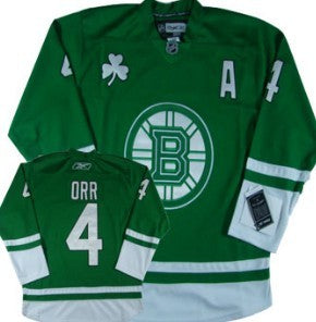 Bobby Orr St. Patrick's Day Boston Bruins green jersey