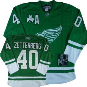 Henrik Zetterberg St. Patrick's Day Detroit Red Wings green jersey