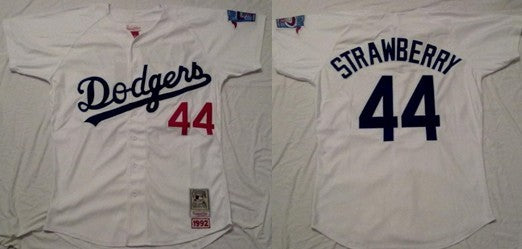 Strawberry Los Angeles Dodgers white Throwback jersey