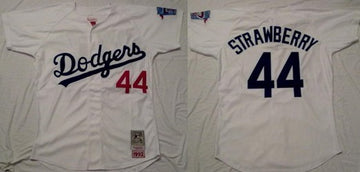Strawberry Los Angeles Dodgers white Throwback jersey