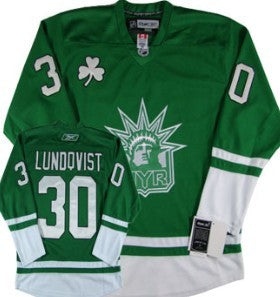 Henrik Lundqvist St. Patrick's Day New York Rangers green jersey