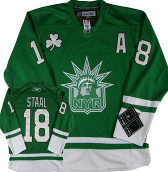 Staal St. Patrick's Day New York Rangers green jersey