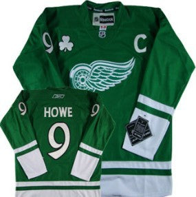 Gordie Howe St. Patrick's Day Detroit Red Wings green jersey