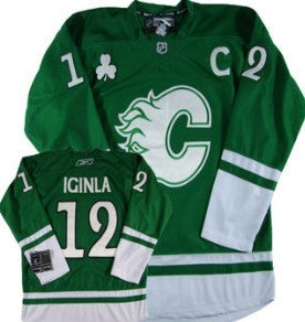 Jarome Iginla St. Patrick's Day Calgary Flames green jersey