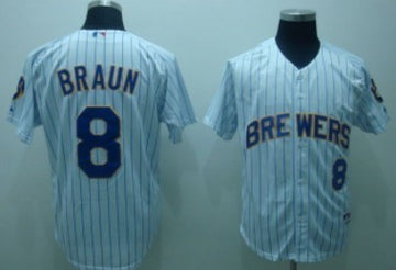Braun Milwaukee Brewers white jersey