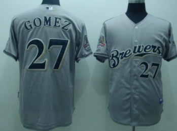 Carlos Gomez Milwaukee Brewers gray jersey