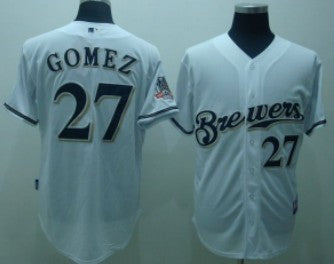 Carlos Gomez Milwaukee Brewers white jersey
