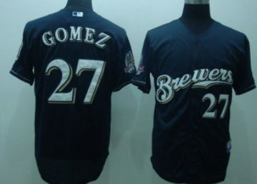 Carlos Gomez Milwaukee Brewers navy jersey