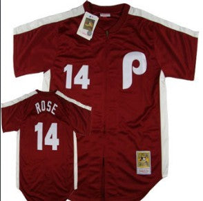 Rose Philadelphia Phillies red Throwback jersey