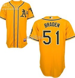 Braden Oakland Athletics yellow jersey
