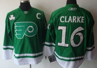Bobby Clarke St. Patrick's Day Philadelphia Flyers green jersey