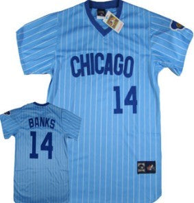 Banks Chicago Cubs blue Throwback jersey