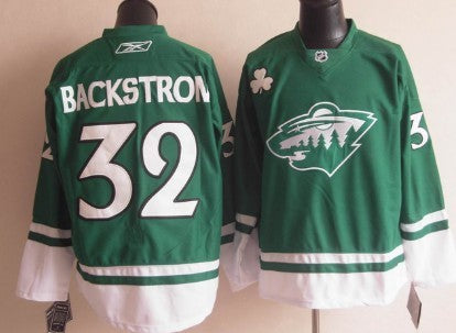 Niklas Backstrom St. Patrick's Day Minnesota Wild green jersey