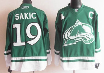Joe Sakic St. Patrick's Day Colorado Avalanche green jersey