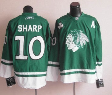 Patrick Sharp St. Patrick's Day Chicago Blackhawks green jersey