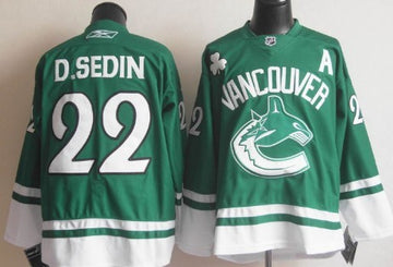 Daniel Sedin St. Patrick's Day Vancouver Canucks green jersey