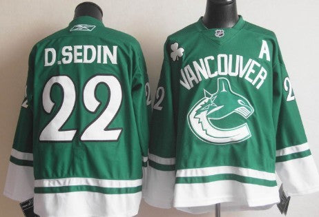 Daniel Sedin St. Patrick's Day Vancouver Canucks green jersey
