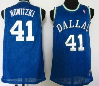 Dirk Nowitzki Dallas Mavericks blue Throwback jersey