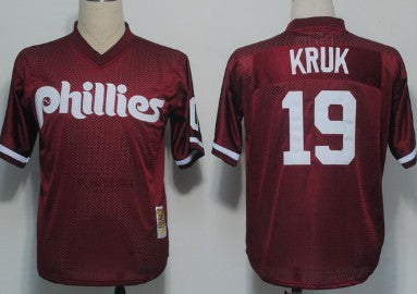 John Kruk Mesh Batting Practice Philadelphia Phillies red Throwback jersey
