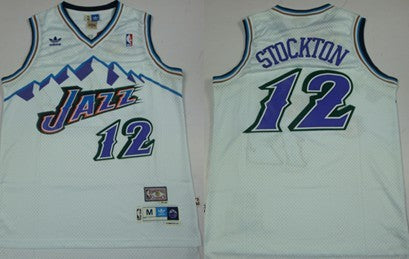 John Stockton Mountain Utah Jazz white Throwback jersey