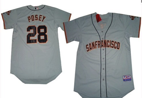 Buster Posey San Francisco Giants gray jersey