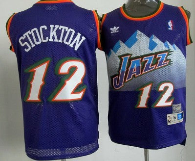 John Stockton Mountain Utah Jazz purple Throwback jersey