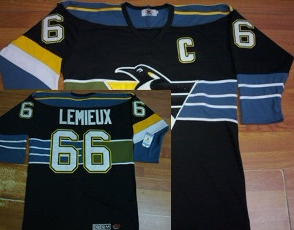 Mario Lemieux Pittsburgh Penguins black Throwback jersey
