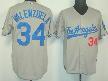 Fernando Valenzuela Los Angeles Dodgers gray jersey