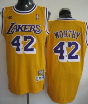 James Worthy Los Angeles Lakers yellow Throwback jersey