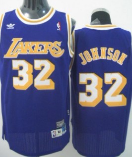 Magic Johnson Los Angeles Lakers purple Throwback jersey