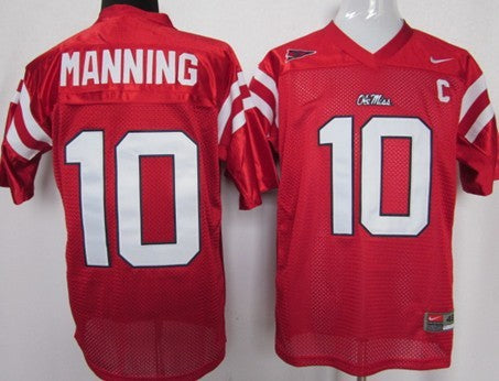 Eli Manning Ole Miss Rebels red jersey