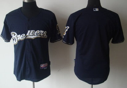 Custom Milwaukee Brewers navy jersey