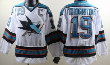 Joe Thornton San Jose Sharks white jersey