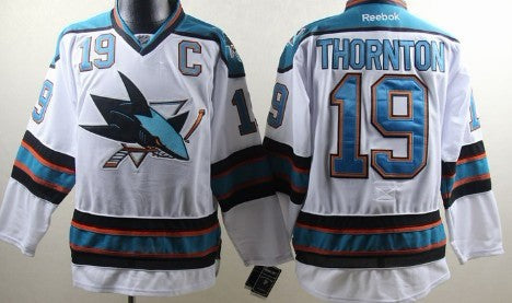 Joe Thornton San Jose Sharks white jersey