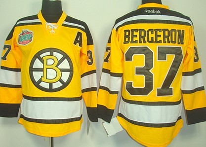 Patrice Bergeron Boston Bruins yellow jersey