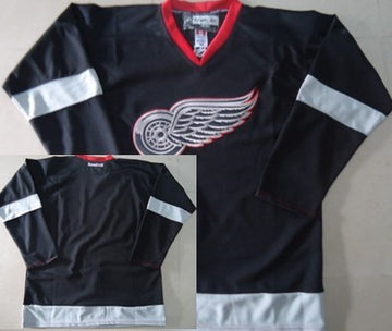 Custom Detroit Red Wings black jersey