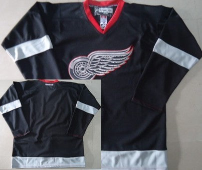 Custom Detroit Red Wings black jersey
