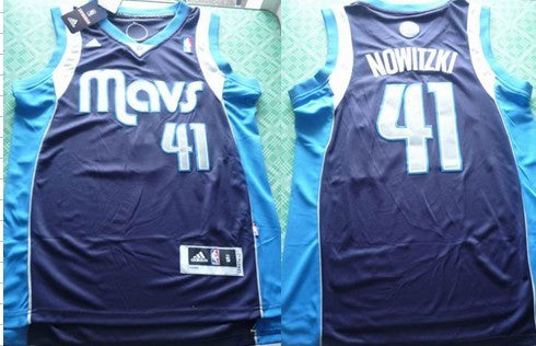 Dirk Nowitzki Revolution Dallas Mavericks navy jersey