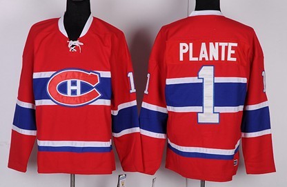 Jacques Plante Montreal Canadiens red Throwback jersey
