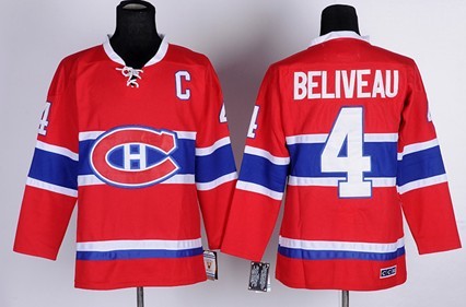 Jean Beliveau Montreal Canadiens red Throwback jersey