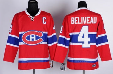 Jean Beliveau Montreal Canadiens red Throwback jersey
