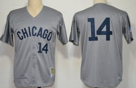 Ernie Banks Chicago Cubs gray Throwback jersey