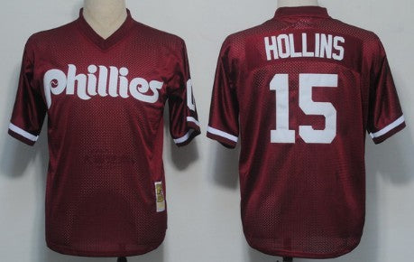 Dave Hollins Mesh Batting Practice Philadelphia Phillies red Throwback jersey