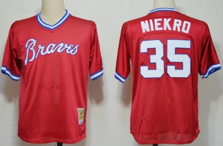 Phil Niekro Mesh Batting Practice Atlanta Braves red Throwback jersey