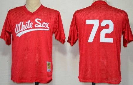Carlton Fisk Mesh Batting Practice Chicago White Sox red Throwback jersey