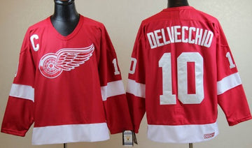 Alex Delvecchio Detroit Red Wings red Throwback jersey