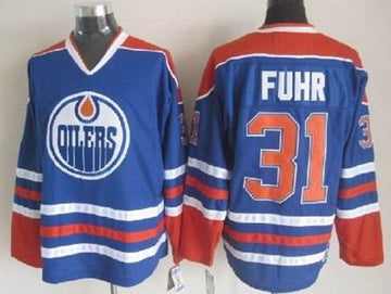 Grant Fuhr Edmonton Oilers royal Throwback jersey
