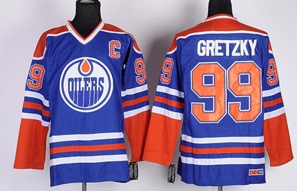 Wayne Gretzky Edmonton Oilers royal Throwback jersey