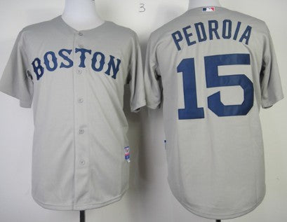 Dustin Pedroia Boston Red Sox gray jersey