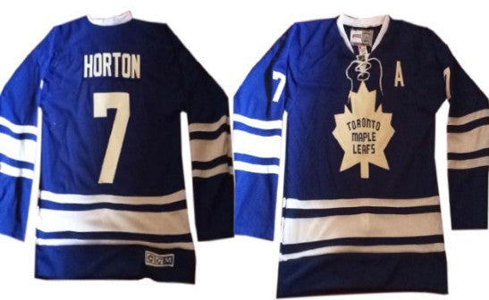 Tim Horton Toronto Maple Leafs blue Throwback jersey